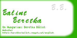 balint beretka business card